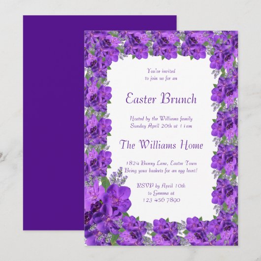 Extravaganter gerahmter Osternmit blumenbrunch Einladung (Vorne/Hinten)