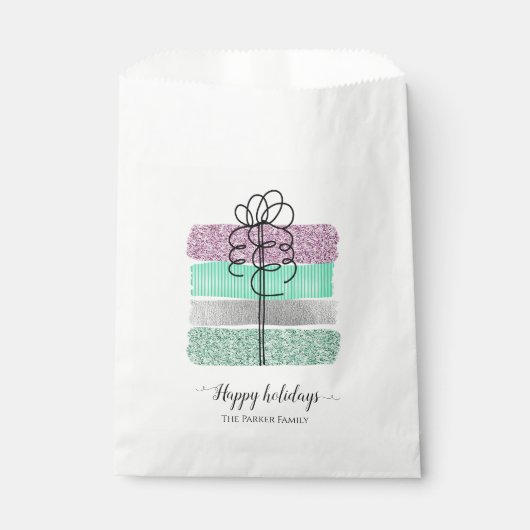 Extravaganter Glitzer Gestapelte Geschenke Feierta Geschenktütchen (Vorderseite)