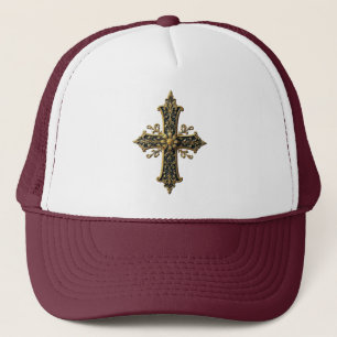 Extravaganter Gold Cross Trucker Hut Truckerkappe