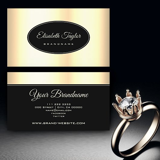 Extravaganter Gold Effekt Eleganter schwarzer Circ Visitenkarte