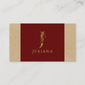 Extravaganter Gold Letter J Monogram auf Rot und K Visitenkarte (Vorderseite)