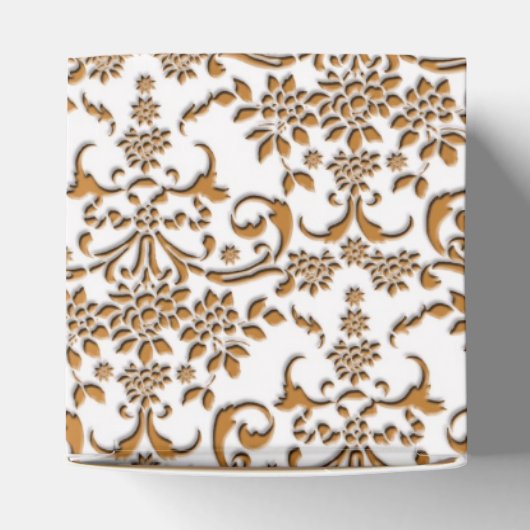 Extravaganter Gold- und WeißblumenDamast Geschenkschachtel (Oben)