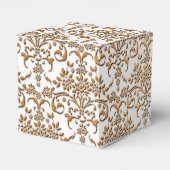 Extravaganter Gold- und WeißblumenDamast Geschenkschachtel (Rückseite)