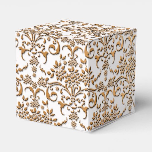 Extravaganter Gold- und WeißblumenDamast Geschenkschachtel (Rückseite)