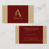 Extravaganter Goldbrief A Monogramm auf Rot und Ka Visitenkarte (Vorne/Hinten)