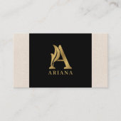 Extravaganter Goldbrief A Monogramm auf Schwarz un Visitenkarte (Vorderseite)
