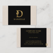 Extravaganter Goldbrief D Monogramm auf Schwarz un Visitenkarte (Vorne/Hinten)
