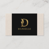 Extravaganter Goldbrief D Monogramm auf Schwarz un Visitenkarte (Vorderseite)