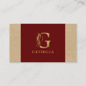 Extravaganter Goldbrief G Monogramm auf Rot und Ka Visitenkarte (Vorderseite)