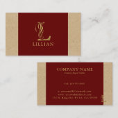Extravaganter Goldbrief L Monogramm auf Rot und Ka Visitenkarte (Vorne/Hinten)