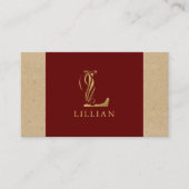 Extravaganter Goldbrief L Monogramm auf Rot und Ka Visitenkarte (Vorderseite)