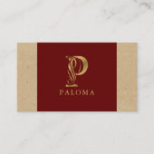 Extravaganter Goldbrief P Monogramm auf Rot und Ka Visitenkarte (Vorderseite)