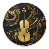 Extravaganter Goldener Cello auf Schwarz Keramikknauf (Vorderseite)