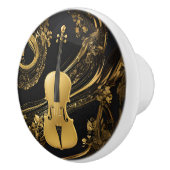 Extravaganter Goldener Cello auf Schwarz Keramikknauf (Rechts)