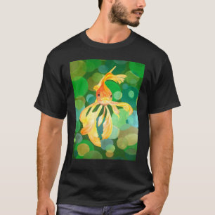 Extravaganter Goldfisch mit grünem Hintergrund T-Shirt