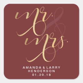 Extravaganter GoldMr. und Mrs. Wedding Stickers