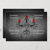 Extravaganter gotischer Kronleuchter auf grauer, s Einladung (Vorne/Hinten)