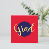 Extravaganter "Grad" Text Navy Blue Red Background (Stehend Vorderseite)