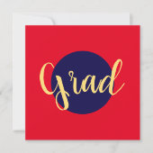 Extravaganter "Grad" Text Navy Blue Red Background (Vorderseite)