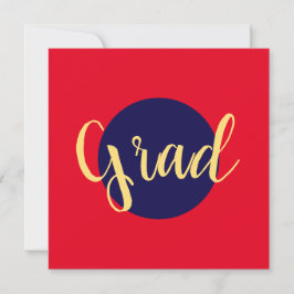 Extravaganter "Grad" Text Navy Blue Red Background