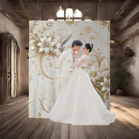 Extravaganter Hintergrund von White Hummingbird Wandteppich