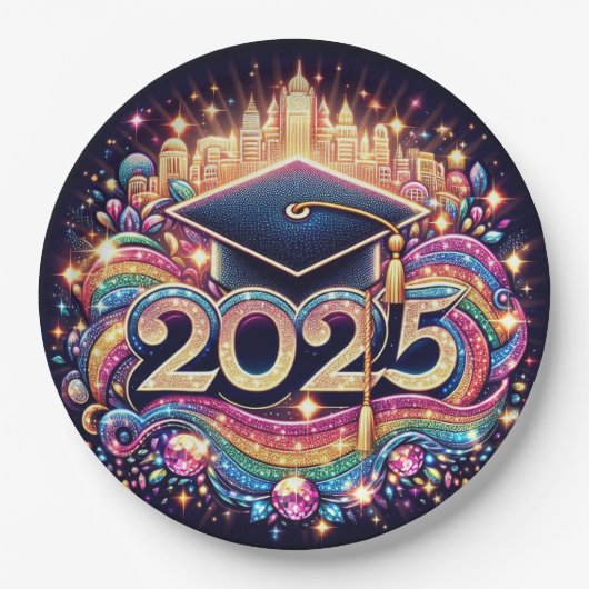 Extravaganter Hochschulabschluss 2025 Pappteller (Vorderseite)