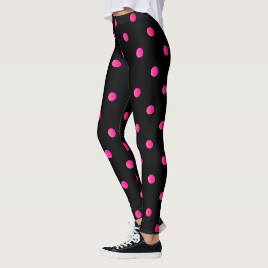 Extravaganter Hot Pink und schwarzer Retro-Polka-D Leggings (Links)