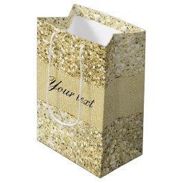 Extravaganter Imitat-GoldGlitzer personalisiert Mittlere Geschenktüte