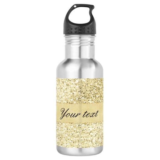 Extravaganter Imitat-GoldGlitzer personalisiert Trinkflasche (Vorderseite)