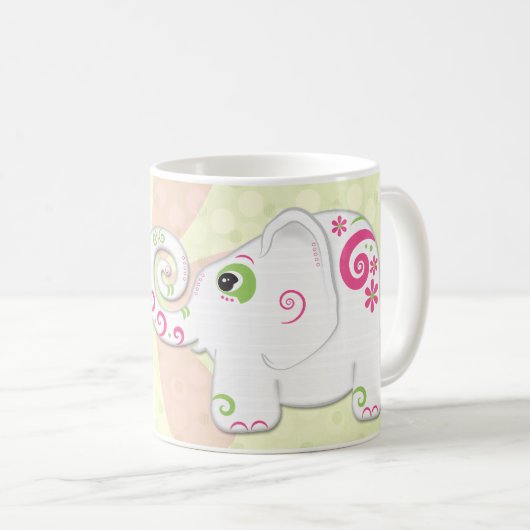Extravaganter indischer Stil Elephant personalisie Kaffeetasse (VorderseiteRechts)