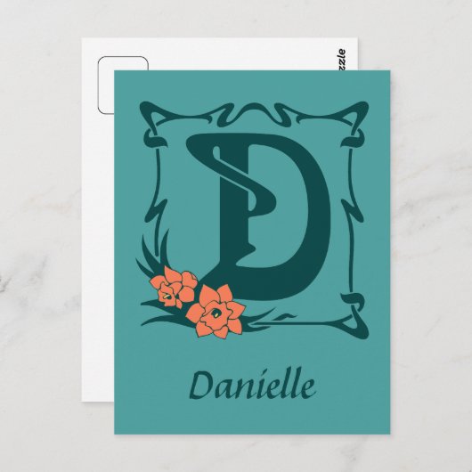 Extravaganter Jugendstil-Buchstabe D Postkarte (Vorne/Hinten)