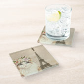 Extravaganter Katzen- und Eiffelturm Glasuntersetzer (Schrägansicht)