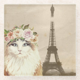 Extravaganter Katzen- und Eiffelturm Glasuntersetzer