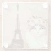 Extravaganter Katzen- und Eiffelturm Glasuntersetzer (Rückseite)