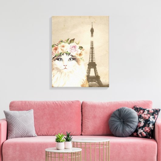 Extravaganter Katzen- und Eiffelturm Leinwanddruck (Insitu (Wohnzimmer))