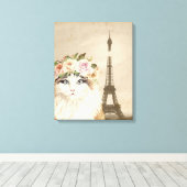 Extravaganter Katzen- und Eiffelturm Leinwanddruck (Insitu (Holzboden))
