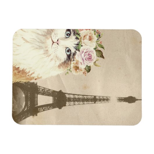 Extravaganter Katzen- und Eiffelturm Magnet (Horizontal)