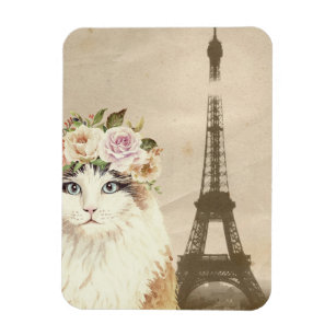Extravaganter Katzen- und Eiffelturm Magnet