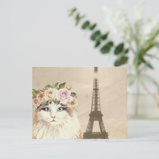 Extravaganter Katzen- und Eiffelturm Postkarte (Stehend Vorderseite)