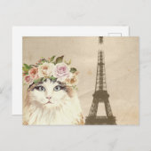 Extravaganter Katzen- und Eiffelturm Postkarte (Vorne/Hinten)
