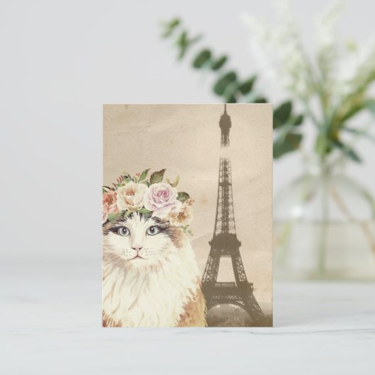 Extravaganter Katzen- und Eiffelturm Postkarte (Stehend Vorderseite)