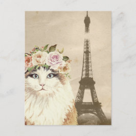 Extravaganter Katzen- und Eiffelturm Postkarte