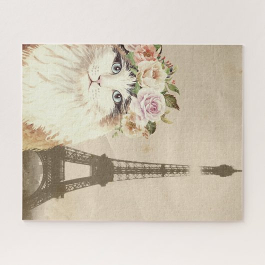 Extravaganter Katzen- und Eiffelturm Puzzle (Horizontal)