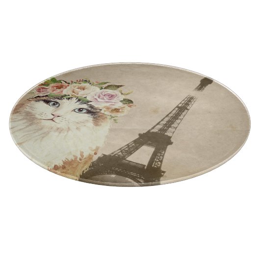 Extravaganter Katzen- und Eiffelturm Schneidebrett (Ecke)