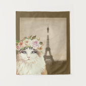 Extravaganter Katzen- und Eiffelturm Wandteppich (Vorderseite)