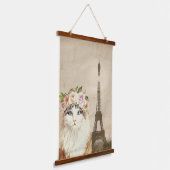 Extravaganter Katzen- und Eiffelturm Wandteppich Mit Holzrahmen (Gewinkelt)