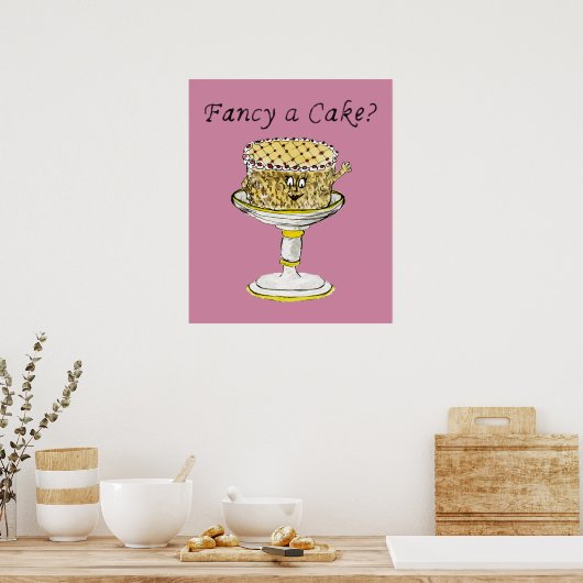 Extravaganter Kuchen Funny Quirky Erdbeere Cheesec Poster (Küche)