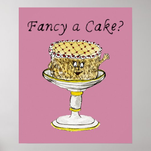 Extravaganter Kuchen Funny Quirky Erdbeere Cheesec Poster (Vorne)