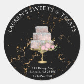 Extravaganter Kuchengebäck-Koch Runde aus  Schwarz Runder Aufkleber (Vorderseite)