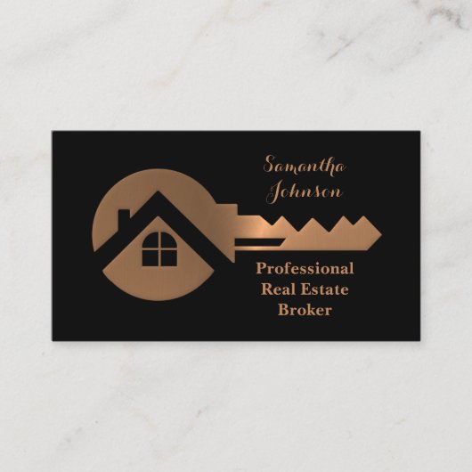 Extravaganter Kupfer Key Real Anwesen Broker Busin Visitenkarte (Vorderseite)
